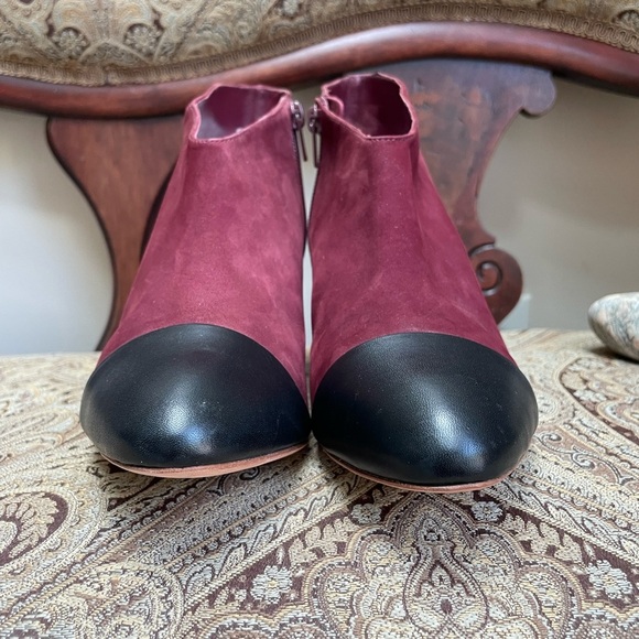 Loeffler Randall Nanette Burgundy Wine Suede Leather Booties Boots Shoes Size 8 - Picture 10 of 14